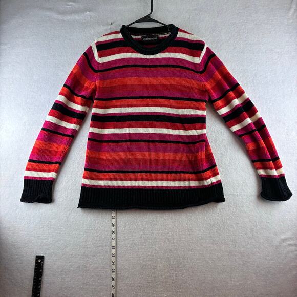 Vtg Sag Harbor Chenille Pullover Sweater Multicolor Stripe Long Sleev M/L VERIFY - Picture 1 of 7